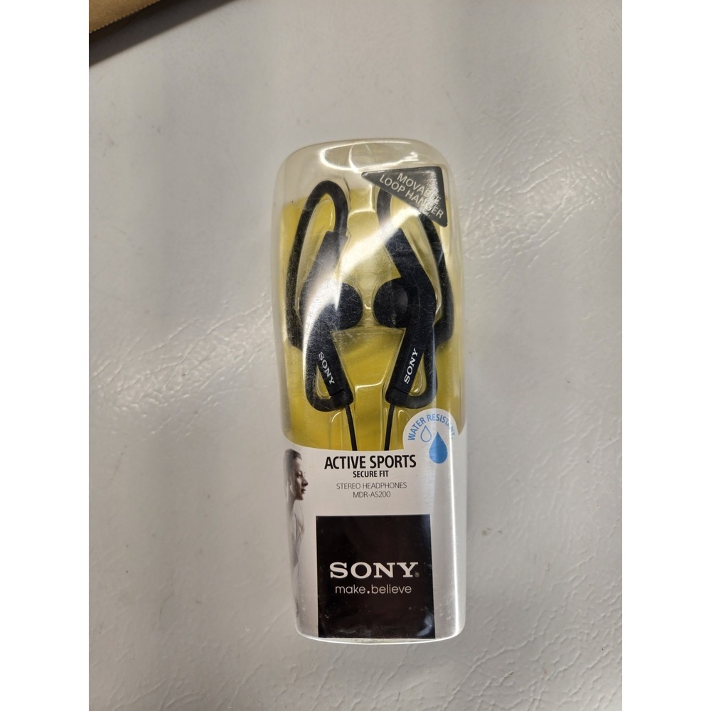 New Sony MDR-AS200 Sport Water Resistant Stereo Headphones Black
